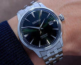 Seiko Presage Cocktail Time Automatic Green Dial Silver Steel Strap Watch for Men - SRPE15J1
