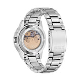 Citizen Mechanical Automatic Blue Dial Silver Steel Strap Watch for Men - NJ0178-81M