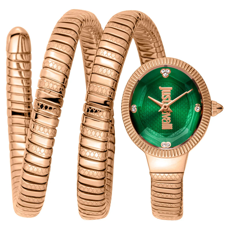 Just Cavalli After Party Green Dial Rose Gold Steel Strap Watch for Women - JC1L269M0035