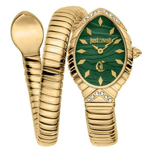 Just Cavalli Specchio Green Dial Gold Steel Strap Watch for Women - JC1L322M0035