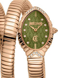 Just Cavalli Specchio Green Dial Rose Gold Steel Strap Watch for Women - JC1L323M0045