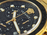  Shop Authentic Versace Greca Dome Chronograph Black Dial Gold Steel Strap Watch for Men - VE6K00523 - Luxxuri