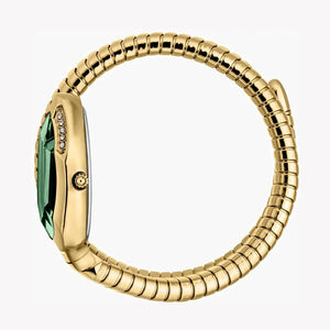 Just Cavalli Serpente Metallica Green Dial Gold Steel Strap Watch for Women - JC1L223M0035