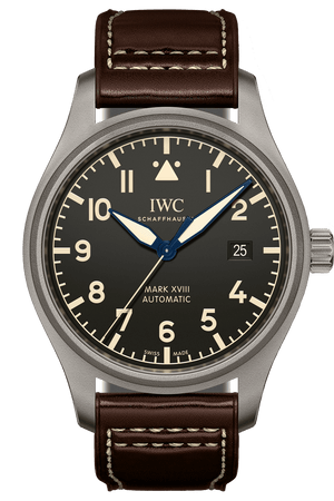  Shop Authentic IWC Pilot's Watch Mark XVIII 40mm Black Dial Brown Leather Strap Watch for Men - IW327006 - Luxxuri