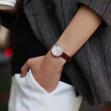  Shop Authentic Emporio Armani Rosa Two Hand White Dial Red Leather Strap Watch For Women - AR11357 - Luxxuri