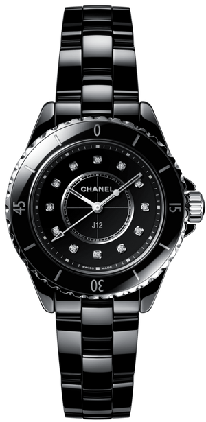  Shop Authentic Chanel J12 Quartz Diamonds Black Dial Black Steel Strap Watch for Women - J12 H5701 - Luxxuri