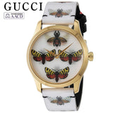  Shop Authentic Gucci G Timeless Quartz White Dial White Leather Strap Watch For Women - YA1264109 - Luxxuri