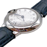 Shop Authentic Cartier Ballon Bleu de Cartier Diamonds Silver Dial Black Leather Strap Watch for Women - W4BB0008 - Luxxuri