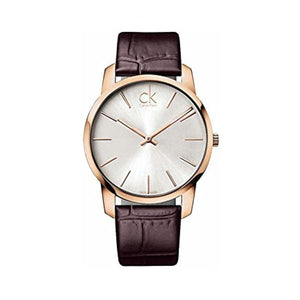  Shop Authentic Calvin Klein City White Dial Brown Leather Strap Watch for Men - K2G21629 - Luxxuri