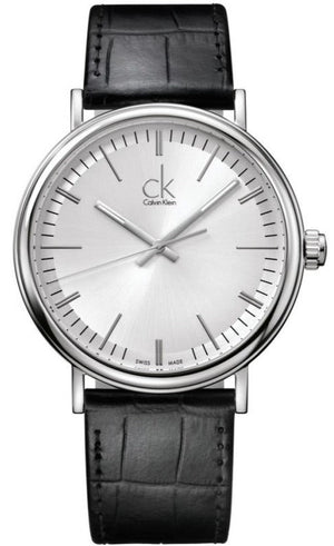  Shop Authentic Calvin Klein Surround Silver Dial Black Leather Strap Watch for Men - K3W211C6 - Luxxuri