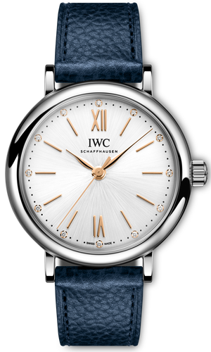  Shop Authentic IWC Portofino Automatic Silver Dial Blue Leather Strap Watch for Women - IW357411 - Luxxuri