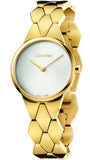  Shop Authentic Calvin Klein Snake Silver Dial Yellow Gold Steel Strap Watch For Women - K6E23546 - Luxxuri