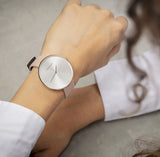  Shop Authentic Calvin Klein Full Moon Silver Dial Pink Leather Stap Watch for Women - K8Y236Z6 - Luxxuri