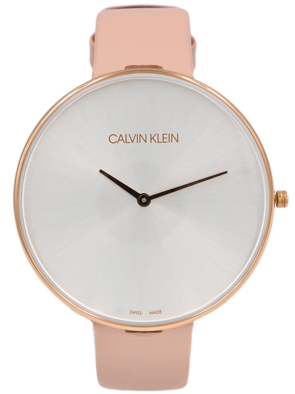  Shop Authentic Calvin Klein Full Moon Silver Dial Pink Leather Stap Watch for Women - K8Y236Z6 - Luxxuri