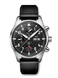  Shop Authentic IWC Pilot's Watch Chronograph Black Dial Black Leather Strap Watch for Men - IW377709 - Luxxuri