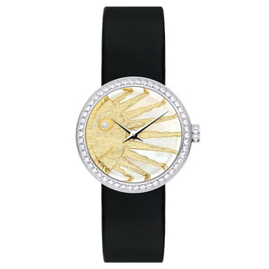  Shop Authentic Dior La D De Dior Dior Rose Céleste Diamonds Mother of Pearl Dial Black Leather Strap Watch for Women - CD04711X1001 0000 - Luxxuri