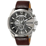  Shop Authentic Diesel Mega Chief Black & Silver Round Dial Brown Leather Strap Watch For Men - DZ4290 - Luxxuri