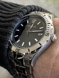  Shop Authentic Versace Hellenyium Quartz Black Dial Grey Steel Strap Watch For Men - VE3A00620 - Luxxuri