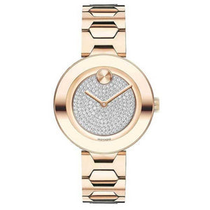  Shop Authentic Movado Bold Crystal Pave Rose Gold Dial Rose Gold Steel Strap Watch For Women - 3600493 - Luxxuri