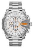  Shop Authentic Diesel Mega Chief Quartz Chronograph White Dial Steel Strap Watch For Men - DZ4328 - Luxxuri