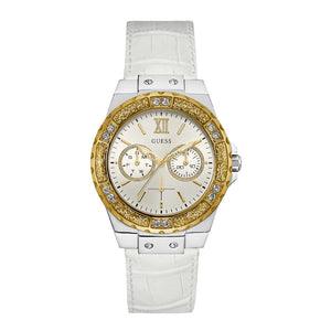  Shop Authentic Guess Limelight Quartz Silver Dial White Leather Strap Watch For Women - W0775l8 - Luxxuri