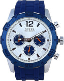  Shop Authentic Guess Caliber Chronograph White Dial Blue Rubber Strap Watch for Men - W0864G6 - Luxxuri