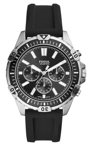  Shop Authentic Fossil Garrett Chronograph Black Dial Black Rubber Strap Watch for Men - FS5624 - Luxxuri