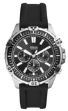  Shop Authentic Fossil Garrett Chronograph Black Dial Black Rubber Strap Watch for Men - FS5624 - Luxxuri