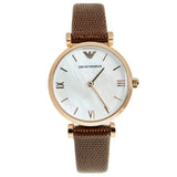  Shop Authentic Emporio Armani Meccanico Automatic Silver Dial Burgundy Leather Strap Watch For Women - AR60044 - Luxxuri