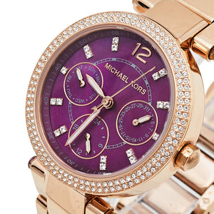  Shop Authentic Michael Kors Parker Chronograph Purple Dial Rose Gold Steel Strap Watch For Women - MK6417 - Luxxuri