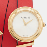  Shop Authentic Versace V-Flare Quartz Silver Dial Red Leather Strap Watch for Women - VEBN00418 - Luxxuri