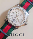  Shop Authentic Gucci Dive White Dial Red & Green Nylon Strap Watch For Men - YA136207 - Luxxuri