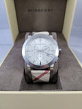  Shop Authentic Burberry The City Smoke Dial Checked Brown Leather Strap Watch for Men - BU9358 - Luxxuri