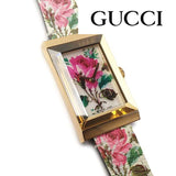 Shop Authentic Gucci G-Frame Floral Mother of Pearl Dial White Leather Strap Watch For Women - YA147406 - Luxxuri