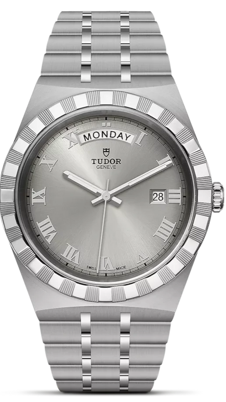  Shop Authentic Tudor Royal Day Date Diamonds Automatic Silver Dial Silver Steel Strap Watch for Men - M28600-0002 - Luxxuri