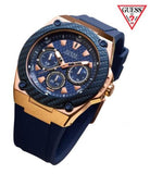  Shop Authentic Guess Legacy Chronograph Blue Dial Blue Rubber Strap Watch For Men - W1049G9 - Luxxuri