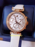  Shop Authentic Swarovski Era Journey Silver Dial White Leather Strap Watch for Women - 5295369 - Luxxuri