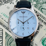  Shop Authentic Emporio Armani Chronograph Blue Dial Blue Leather Strap Watch For Men - AR1889 - Luxxuri