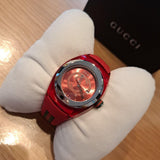  Shop Authentic Gucci Sync Quartz Red Dial Red Rubber Strap Watch For Women - YA137303 - Luxxuri