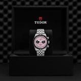 Tudor Black Bay Chrono Pink Dial Silver Steel Strap Watch for Men - M79360N-0019