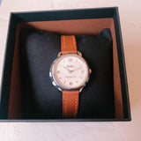 Coach Delancey Slim Cream Dial Brown Leather Strap Watch For Women - 14502789