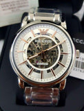  Shop Authentic Emporio Armani Meccanico Skeleton Silver Dial Silver Steel Strap Watch For Men - AR1980 - Luxxuri