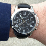  Shop Authentic Fossil Grant Chronograph Black Dial Black Leather Strap Watch for Men - FS4812 - Luxxuri