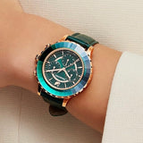 Shop Authentic Swarovski Octea Lux Chrono Emerald Green Dial Green Leather Strap Watch for Women - 5452498 - Luxxuri