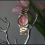  Shop Authentic Michael Kors Channing Quartz Red Dial Two Tone Steel Strap Watch For Women - MK6114 - Luxxuri