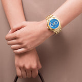  Shop Authentic Marc Jacobs Blade Chronograph Blue Dial Gold Steel Strap Watch for Women - MBM3307 - Luxxuri