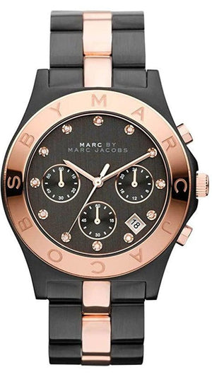  Shop Authentic Marc Jacobs Blade Chronograph Grey Dial Two Tone Steel Strap Watch for Women - MBM3180 - Luxxuri