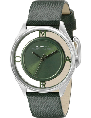  Shop Authentic Marc Jacobs Tether Transparent Green Dial Green Leather Strap Watch for Women - MBM1378 - Luxxuri