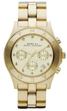 Marc Jacobs Blade Chronograph Gold Dial Gold Steel Strap Watch for Women - MBM3101