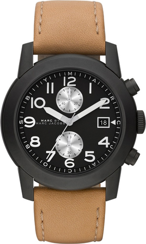  Shop Authentic Marc Jacobs Larry Chronograph Black Dial Brown Leather Strap Watch for Men - MBM5053 - Luxxuri